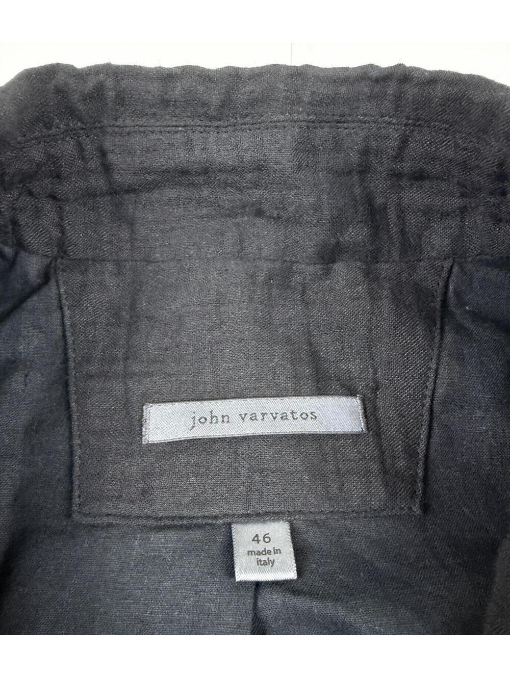 John Varvatos Modern Military Moto Pea Coat Cotton Linen Black Size 46 EU - Picture 7 of 9